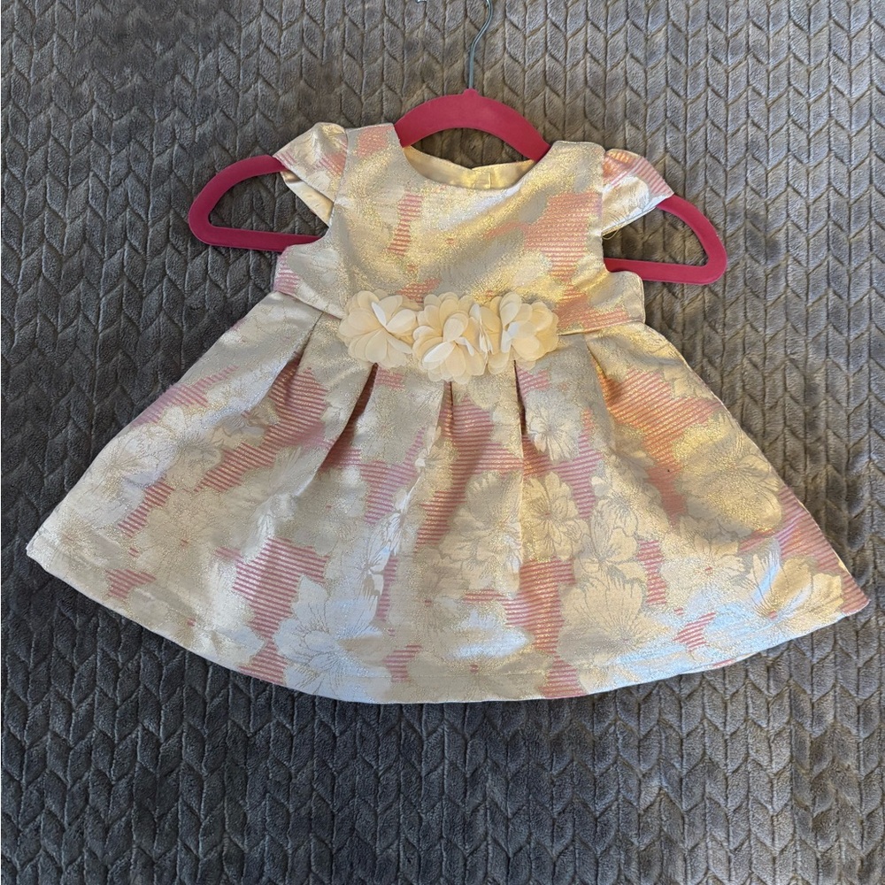 The Children’s Place  baby girl, pink and gold floral dress